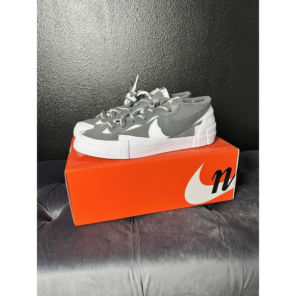 Nike Sacai Blazer Low Iron Grey White Sneakers US Size 9 New
